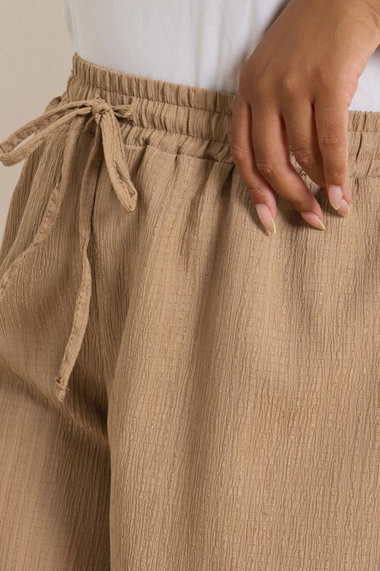 Evans YOURS Curve Natural Brown Crinkle Tie Waist Shorts