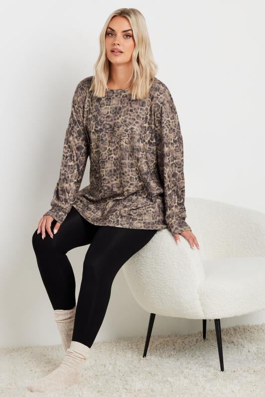 Evans YOURS Curve Natural Brown Leopard Print Jumper