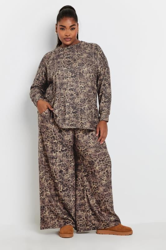 Evans YOURS Curve Natural Brown Leopard Print Jumper