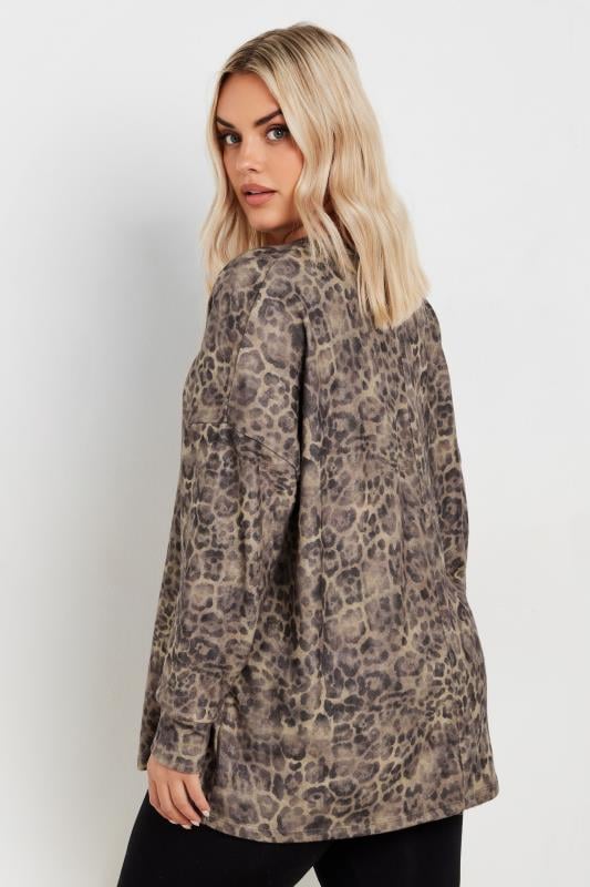 Evans YOURS Curve Natural Brown Leopard Print Jumper