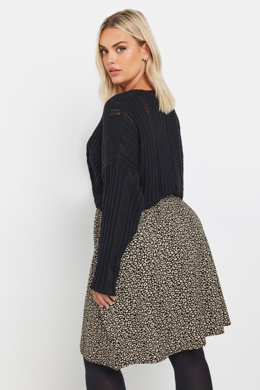 Evans YOURS Curve Natural Brown Leopard Print Mini Skirt