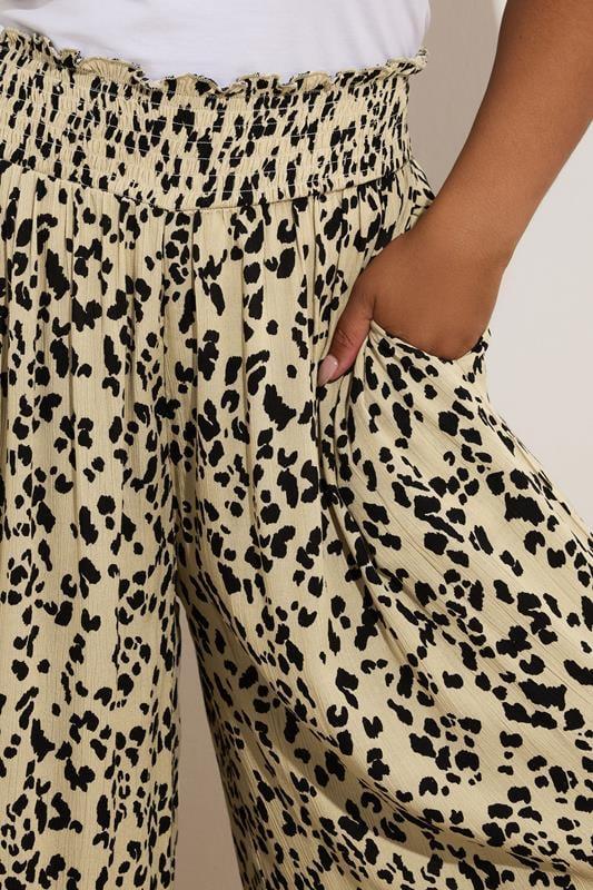 Evans YOURS Curve Natural Brown Leopard Print Shirred Midaxi Culottes