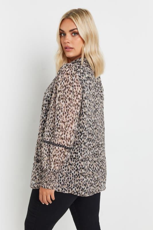 Evans YOURS Curve Natural Brown Leopard Print Stud Trim Blouse
