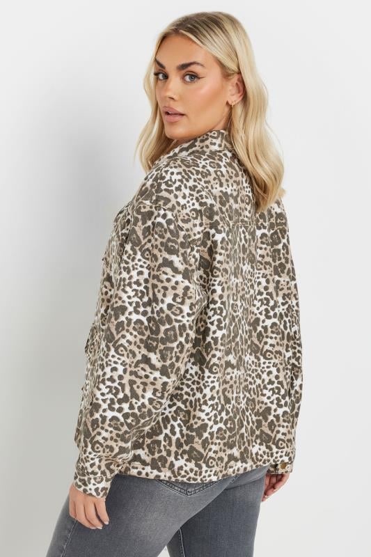 Evans YOURS Curve Natural Brown Leopard Print Twill Jacket