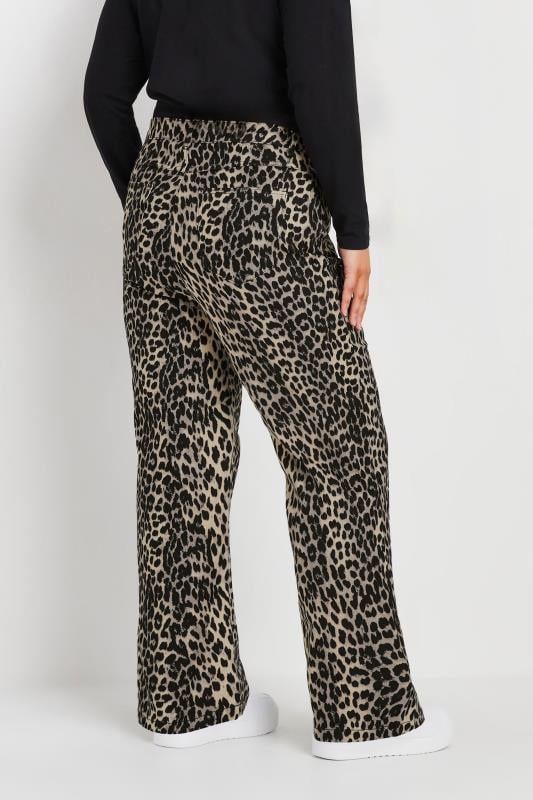 Evans YOURS Curve Natural Brown Leopard Print Wide Leg Jeans