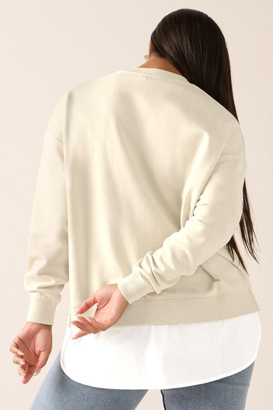 Evans YOURS Curve Natural Brown 'New York' 2-In-1 Sweatshirt