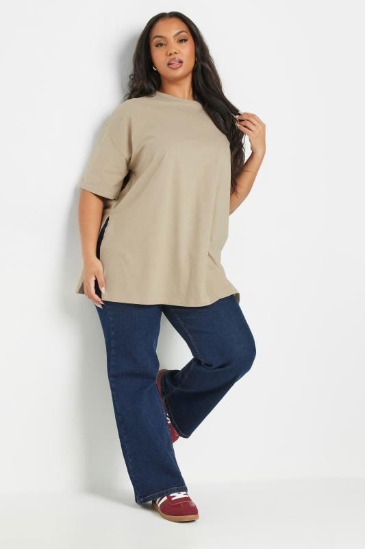 Evans YOURS Curve Natural Brown Oversized Split Seam Top