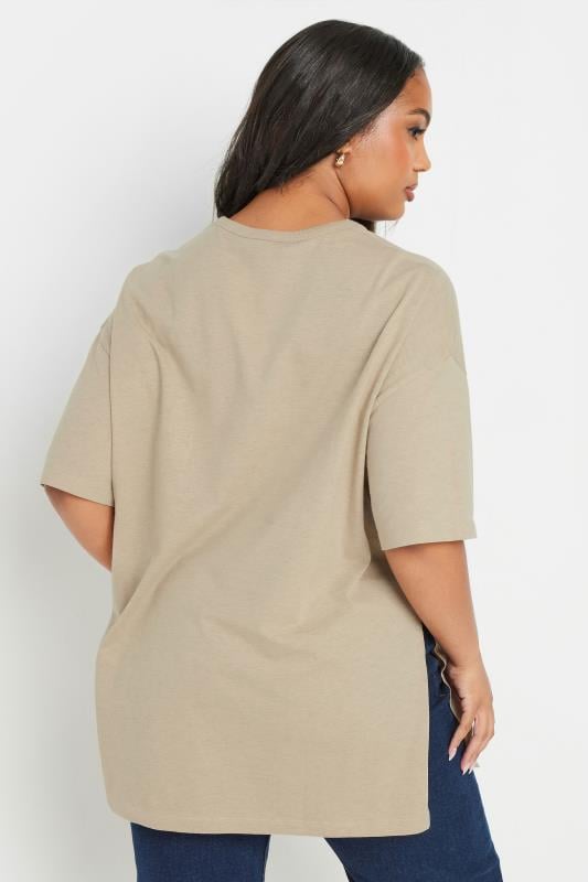 Evans YOURS Curve Natural Brown Oversized Split Seam Top