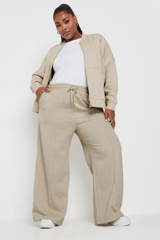 Evans YOURS Curve Natural Brown Oversized Sweat Bomber Jacket