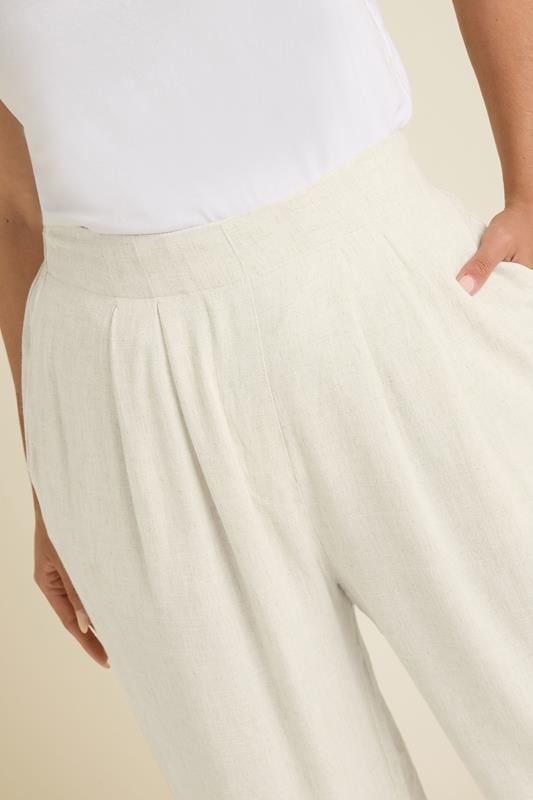 Evans YOURS Curve Natural Brown Pleat Front Linen Trousers