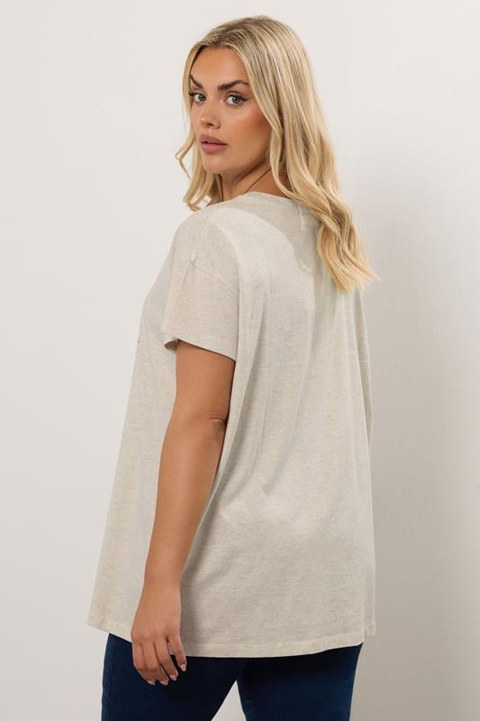 Evans YOURS Curve Natural Brown 'Rediscovered Treasures' Heart Print T-Shirt