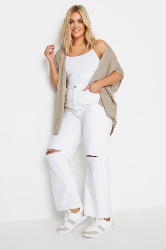 Evans YOURS Curve Natural Brown Short Sleeve Cardigan