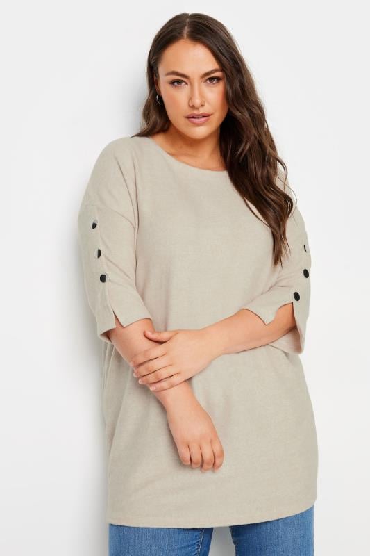 evans YOURS Curve Natural Brown Soft Touch Button Top