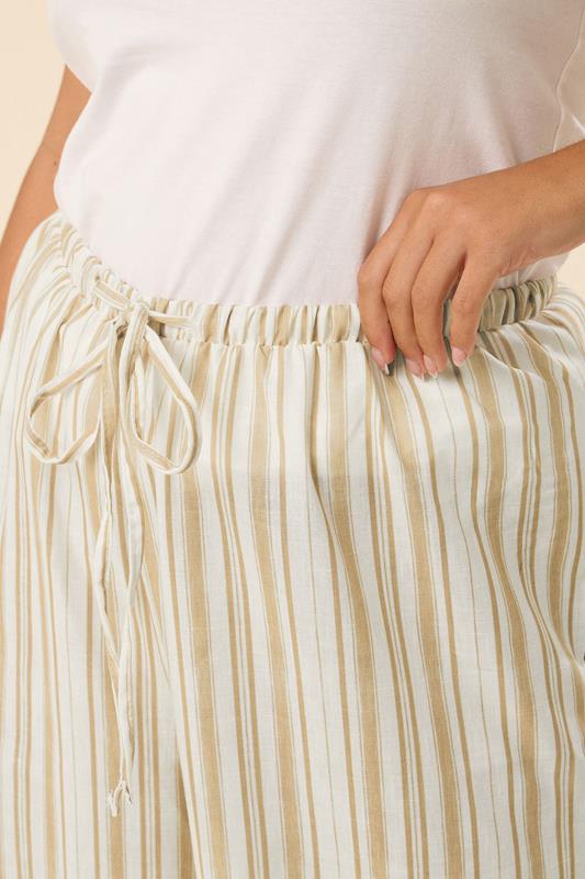 Evans YOURS Curve Natural Brown Stripe Linen Look Culottes
