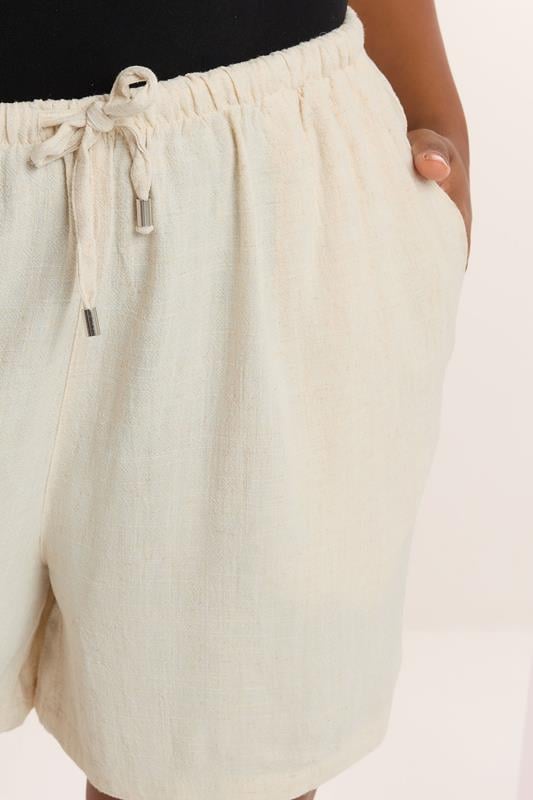 Evans YOURS Curve Natural Brown Tie Front Linen Shorts