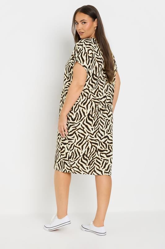 Evans YOURS Curve Natural Brown Zebra Pleat Front Dress