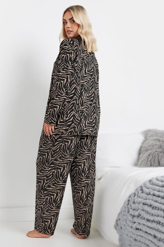 Evans YOURS Curve Natural Brown Zebra Print Soft Touch Pyjama Set