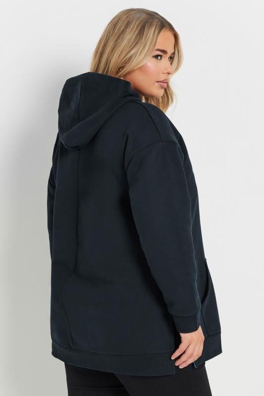 Evans YOURS Curve Navy Blue Contrast Drawstring Hoodie