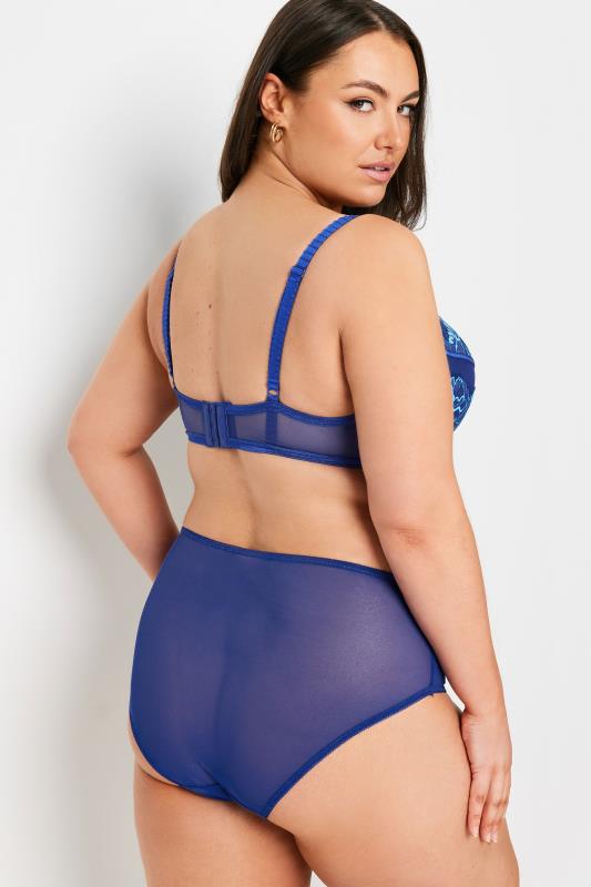 Evans YOURS Curve Navy Blue Contrast Lace Detail Padded Bra