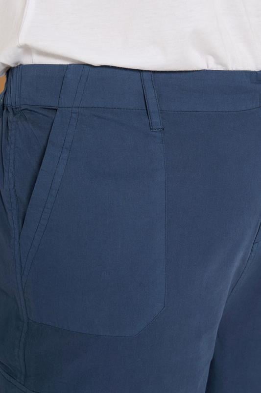 Evans YOURS Curve Navy Blue Cotton Cropped Cargo Trousers