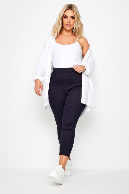 Evans YOURS Curve Navy Blue Cropped Stretch GRACE Jeggings