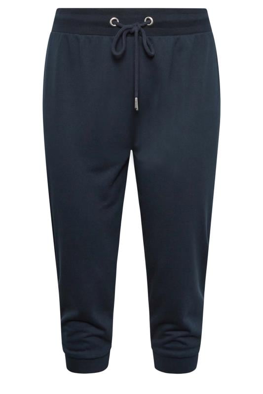 Evans YOURS Curve Navy Blue Cropped Stretch Joggers