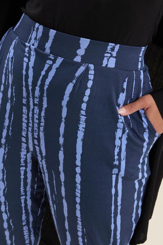 Evans YOURS Curve Navy Blue Double Pleated Harem Trousers