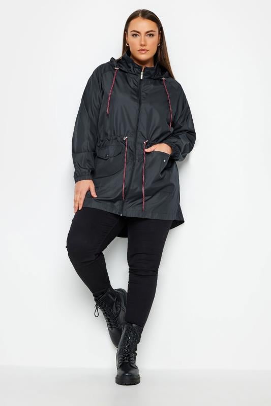 Evans YOURS Curve Navy Blue Drawstring Lightweight Parka Jacket