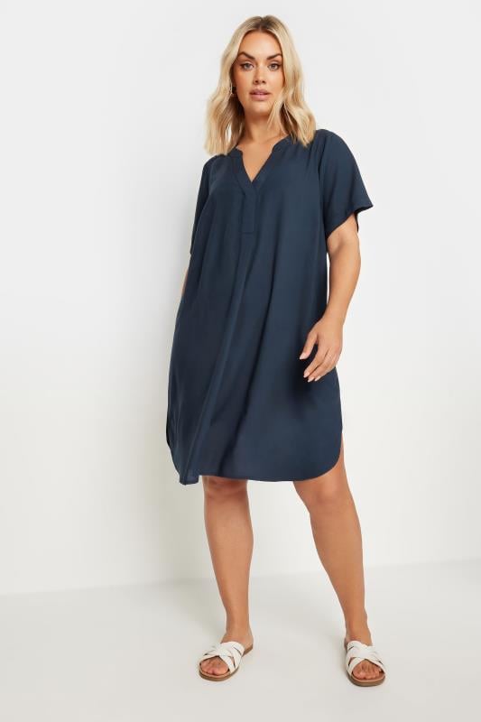 Evans YOURS Curve Navy Blue Short Sleeve Tunic Dress
