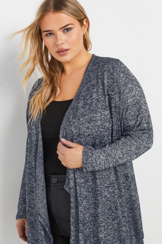 Evans YOURS Curve Navy Blue Soft Touch Waterfall Cardigan