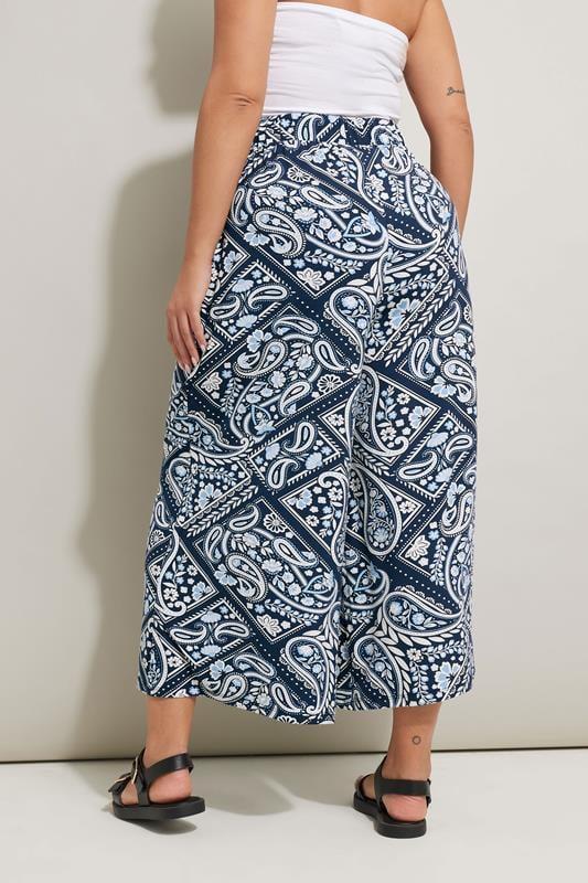 Evans YOURS Curve Navy Blue Tile Print Midaxi Culottes