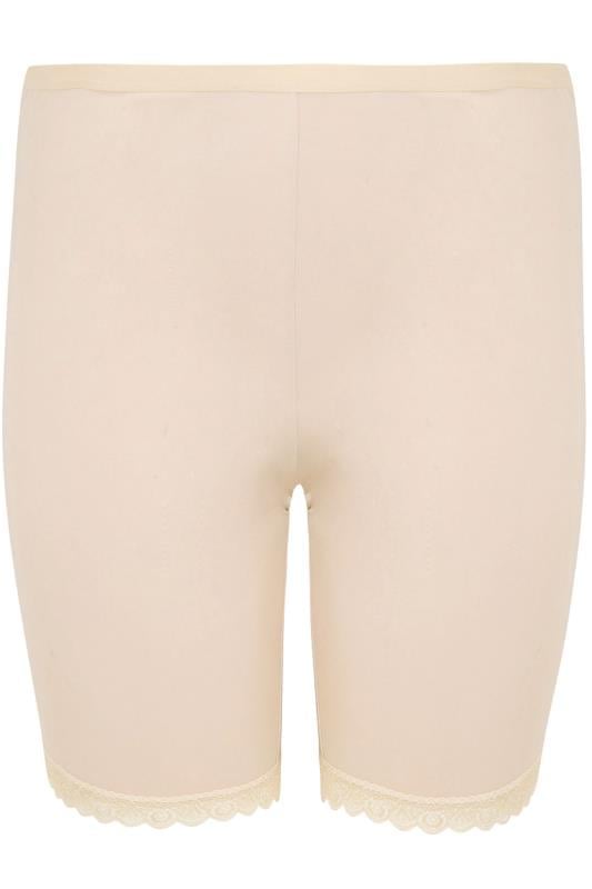 Evans YOURS Curve Nude Lace Trim Anti Chafing High Waisted Shorts