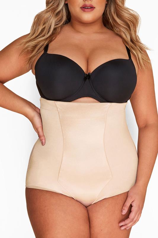 evans YOURS Curve Nude Satin Control High Waisted Full Brief