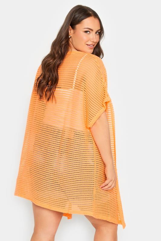 Evans YOURS Curve Orange Grown On Sleeve Crochet Cardigan