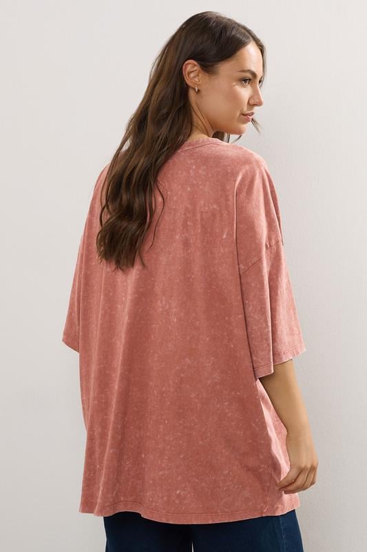 Evans YOURS Curve Orange 'No Rain No Flowers' Graphic Oversized T-Shirt