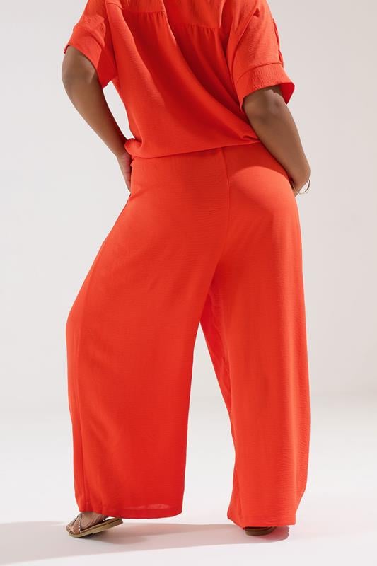 Evans YOURS Curve Orange Tie Waist Wide Leg Trousers