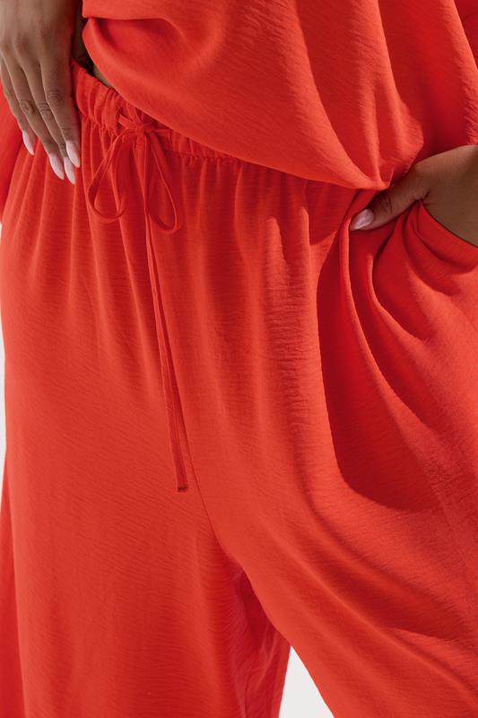 Evans YOURS Curve Orange Tie Waist Wide Leg Trousers