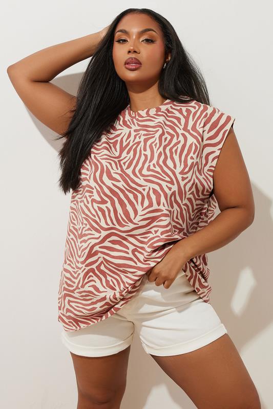 Evans YOURS Curve Orange Zebra Print Oversized Boxy Vest Top
