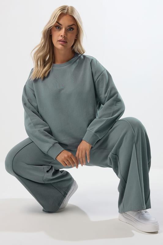 evans YOURS Curve Petrol Blue Sweatshirt & Jogger Set