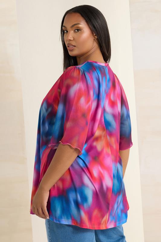 Evans YOURS Curve Pink Abstract Print Mesh Swing Top
