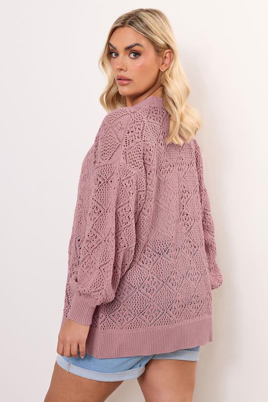 Evans YOURS Curve Pink Balloon Sleeve Knitted Cardigan