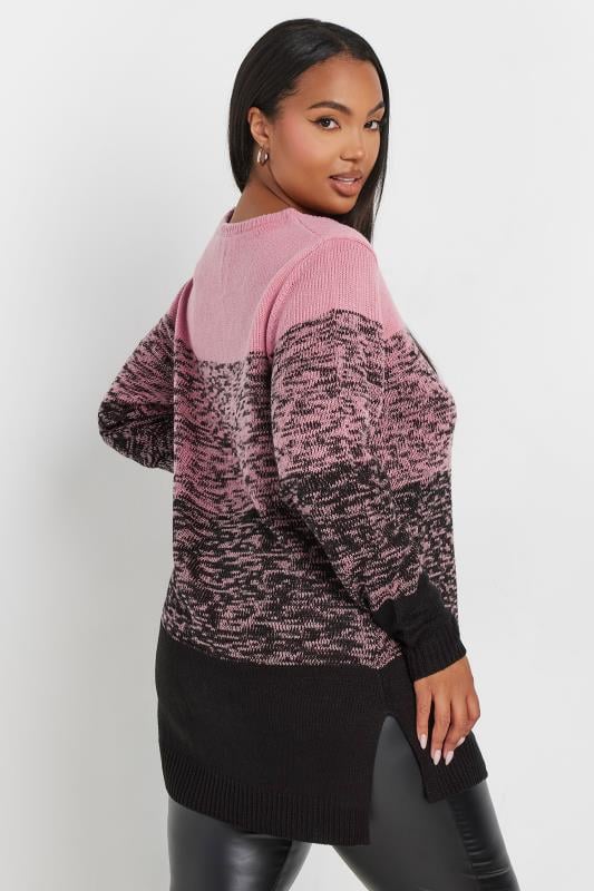 Evans YOURS Curve Pink Colourblock Stripe Knitted Jumper