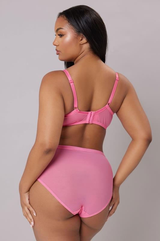 Evans YOURS Curve Pink Floral Embroidered Underwired Bra