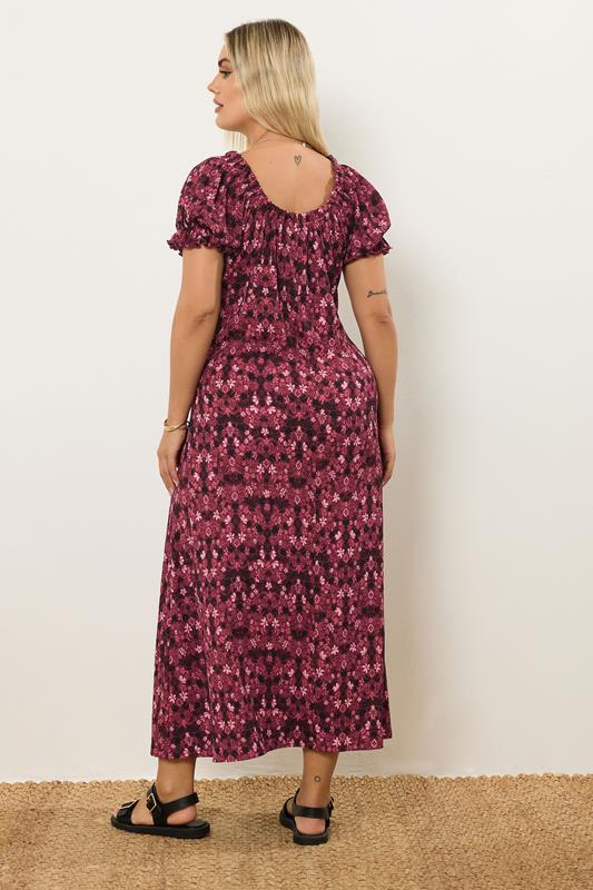 Evans YOURS Curve Pink Floral Print Textured Maxi Dress