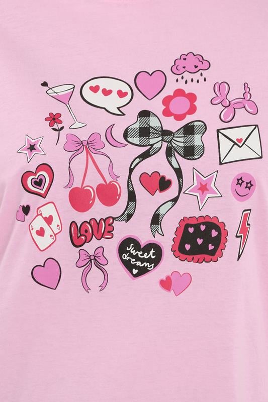 Evans YOURS Curve Pink Gingham Bow Wide Leg Pyjama Set