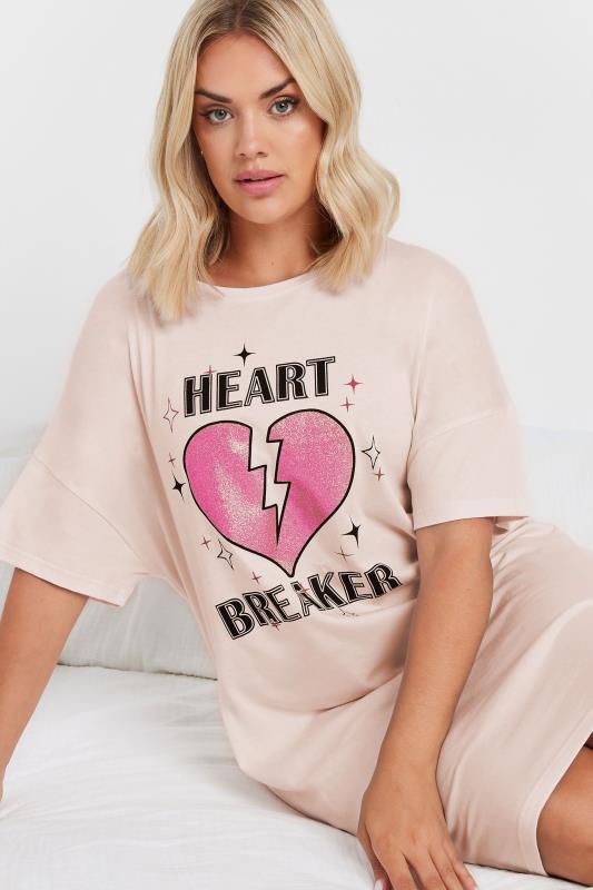 Evans YOURS Curve Pink 'Heart Breaker' Sleep Tee Nightdress
