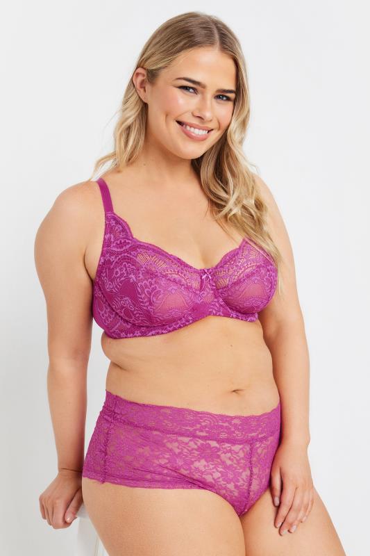 Evans YOURS Curve Pink Lace Non-Padded Underwired Bra