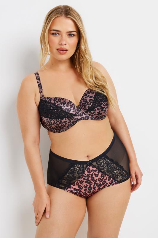 Evans YOURS Curve Pink Leopard Print Satin T-Shirt Bra