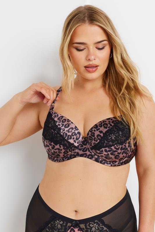 evans YOURS Curve Pink Leopard Print Satin T-Shirt Bra