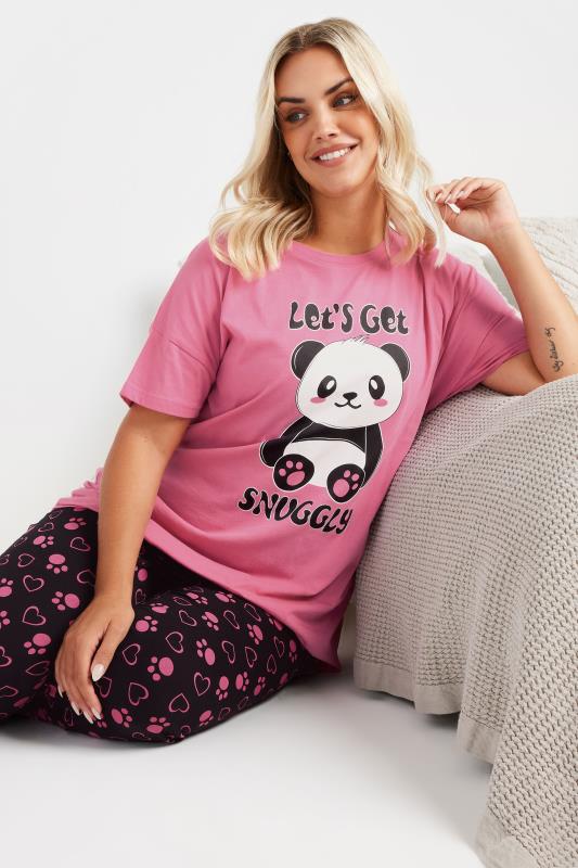 Evans YOURS Curve Pink 'Let's Get Snuggly' Wide Leg Pyjama Set
